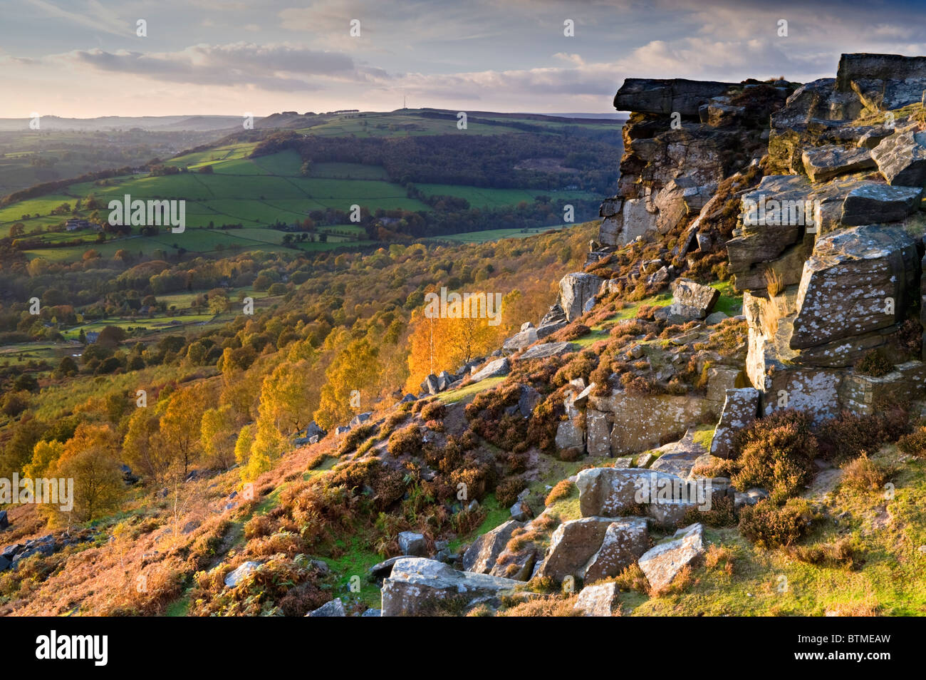 Curbar Kante, Peak District National Park, Derbyshire, England, Vereinigtes Königreich Stockfoto
