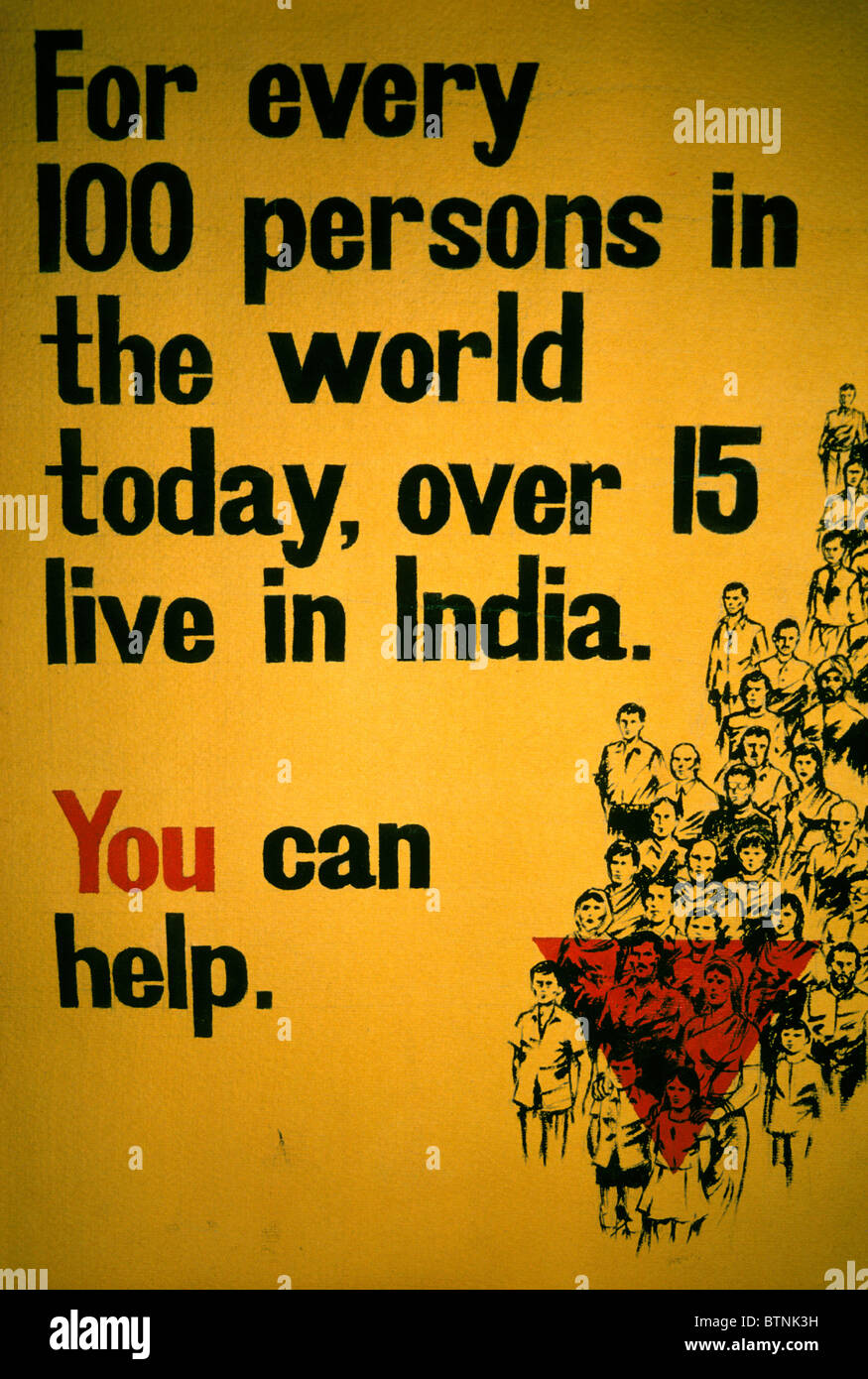 Plakat zur Förderung der Geburtenkontrolle in Mumbai Indien, 1984 Stockfoto