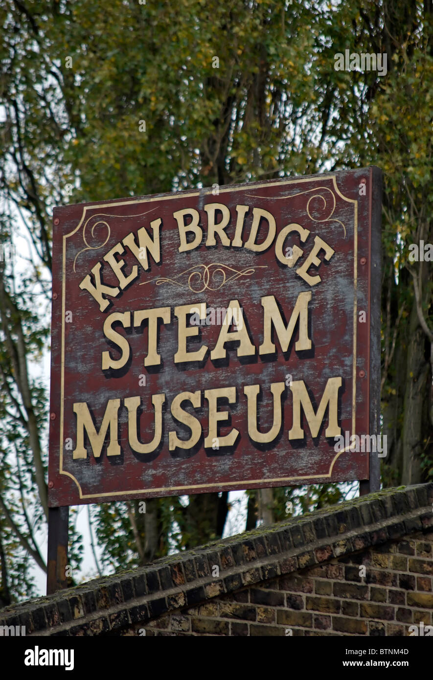 Zeichen für Kew Bridge steam Museum, West London, england Stockfoto