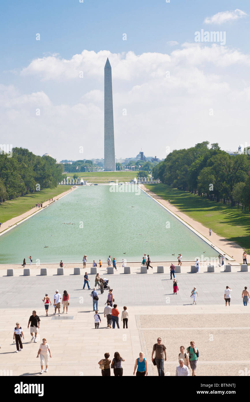 Washington DC - Sep 2009 - Blick auf das Washington Monument aus dem Lincoln Memorial in Washington DC Stockfoto
