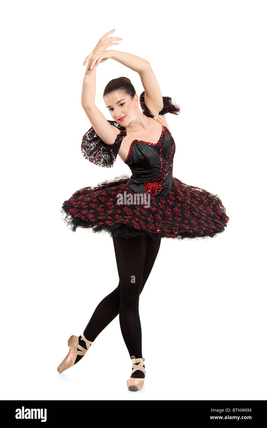 Voller Länge Porträt einer Ballerina Tänzerin macht ein Ballett posing Stockfoto