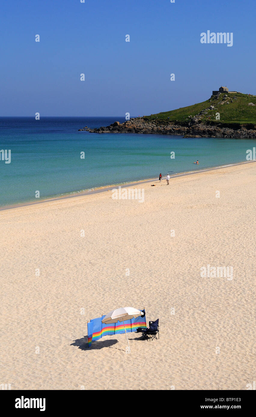 fast leere Porthmeor Beach, st.ives, Cornwall, uk Stockfoto