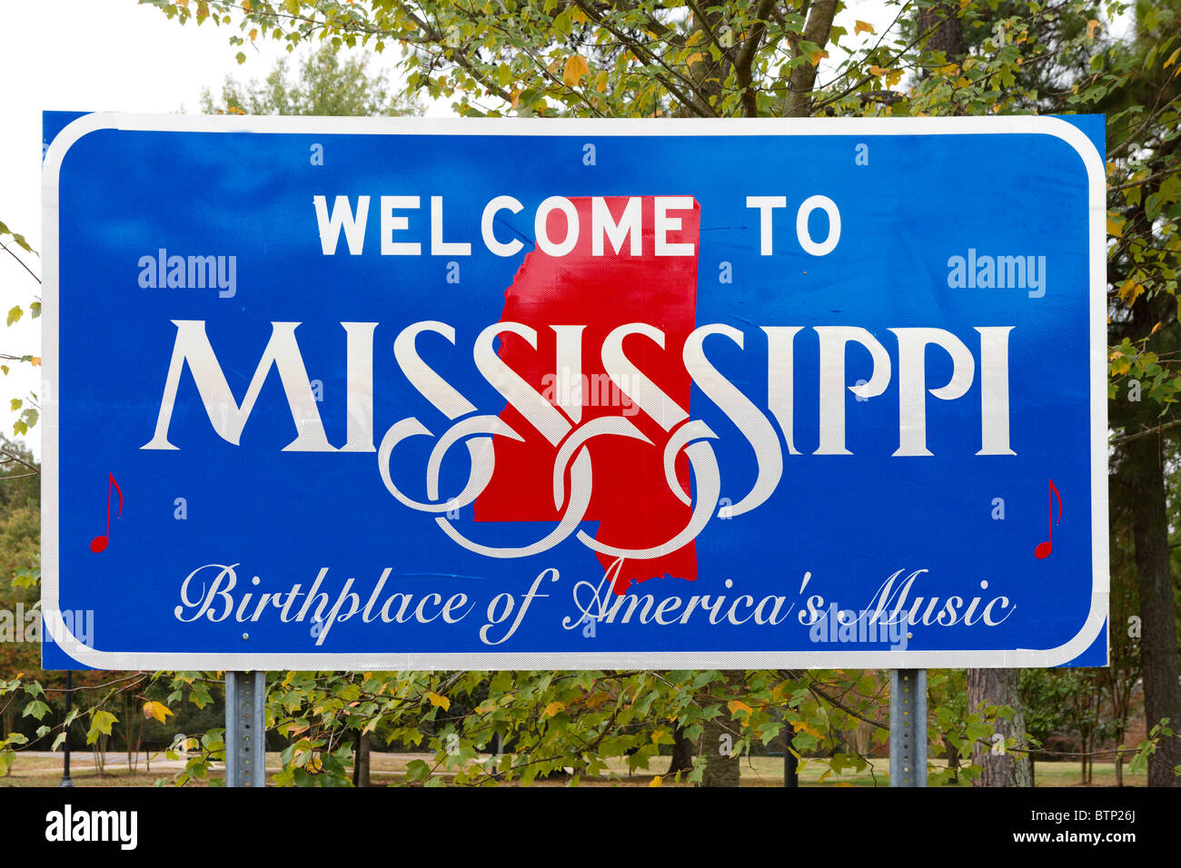 Herzlich Willkommen Sie in Mississippi Schild an der Welcome Center, Mississippi, USA Stockfoto