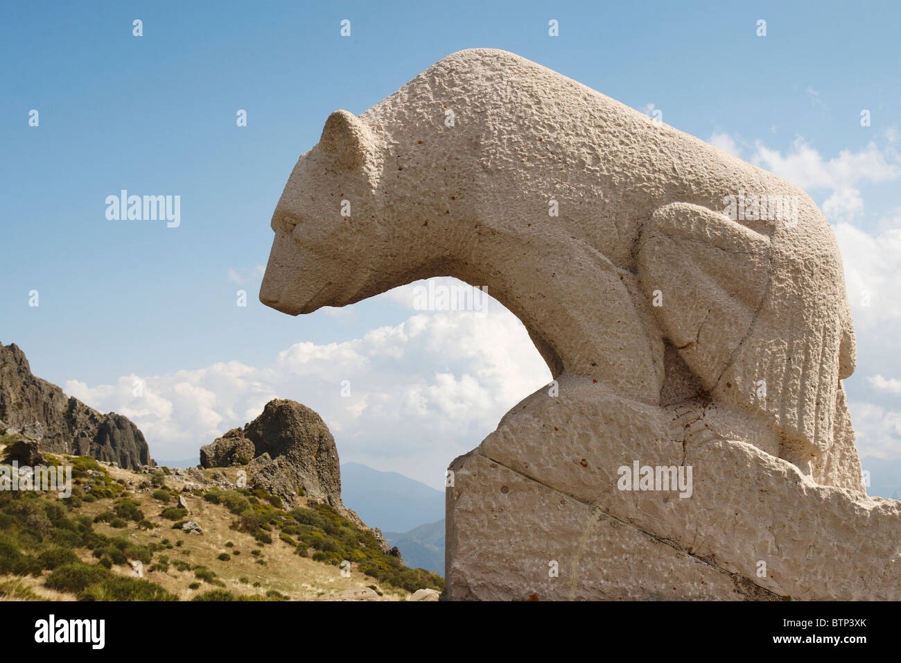 Tragen Statue, Puerto de San Glorio, Asturien, Spanien Stockfoto