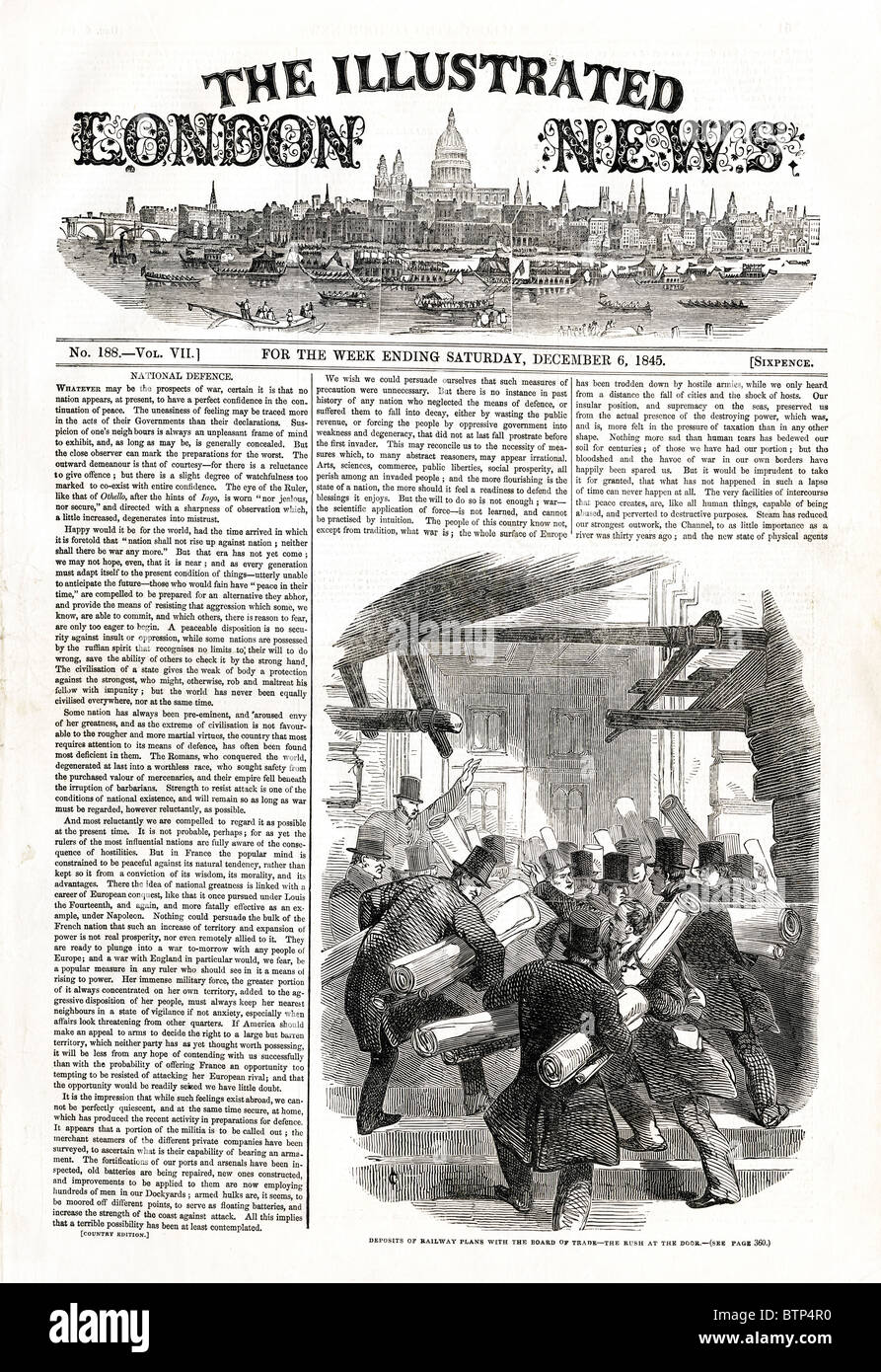 Titelseite der Illustrated London News 6. Dezember 1845 Stockfoto