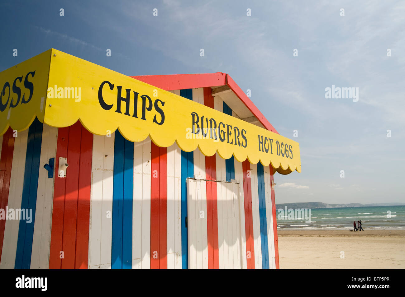 Strandkiosk am Strand von Weymouth, Dorset, UK. Stockfoto