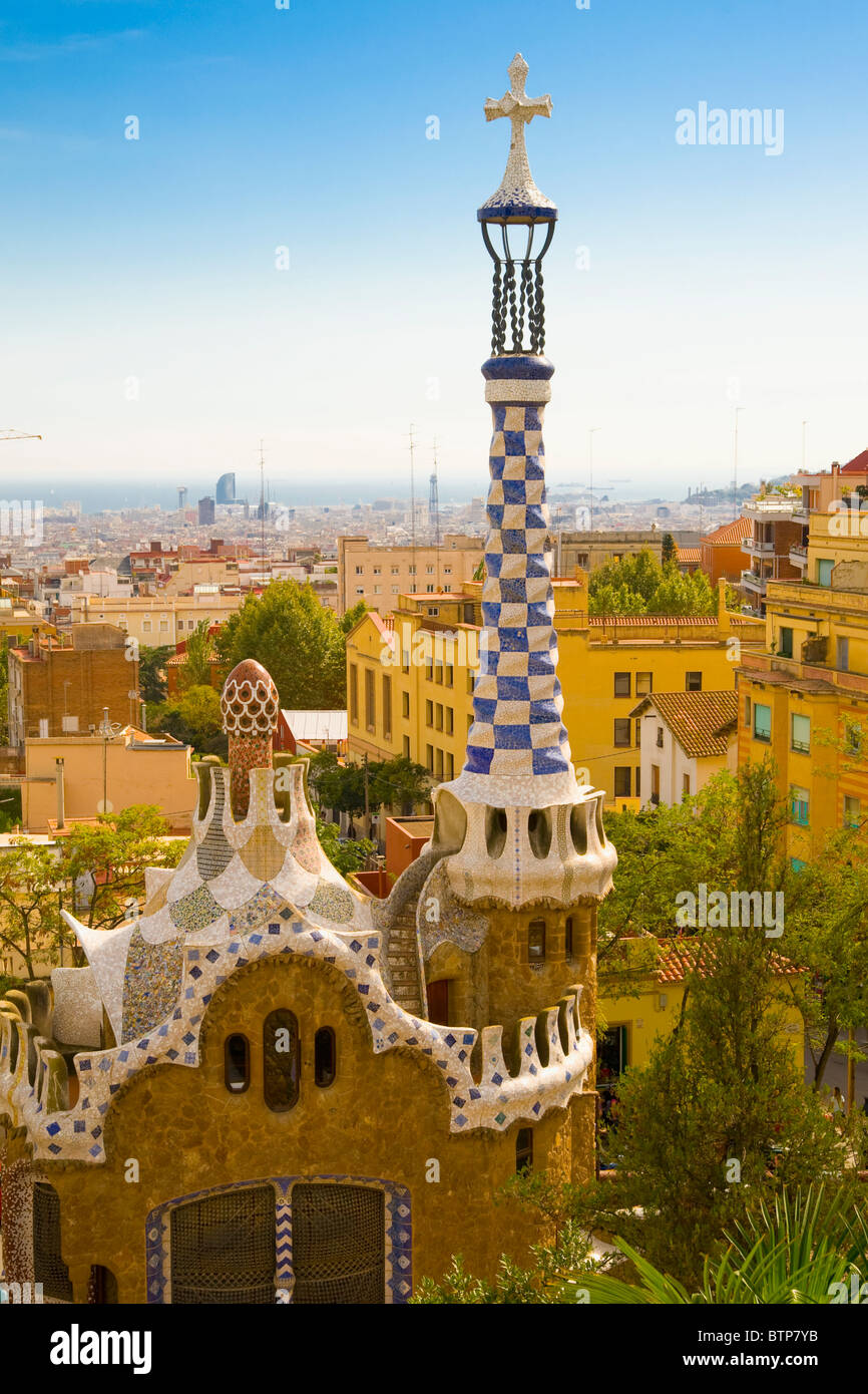 Parc Güell von Antoni Gaudi, Barcelona, Spanien Stockfoto