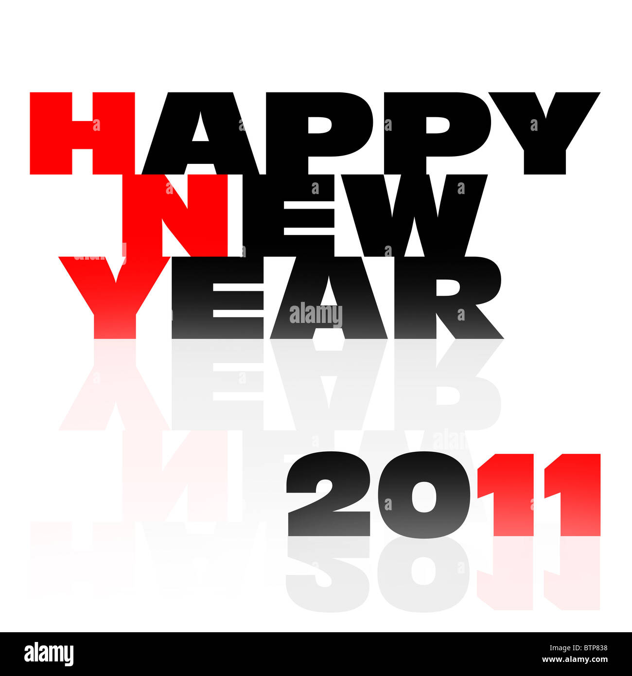 Frohes neues Jahr 2011 Beschriftung auf weißem Hintergrund Stockfoto