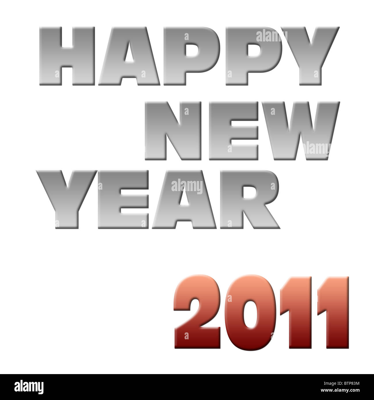 Frohes neues Jahr 2011 Beschriftung auf weißem Hintergrund Stockfoto
