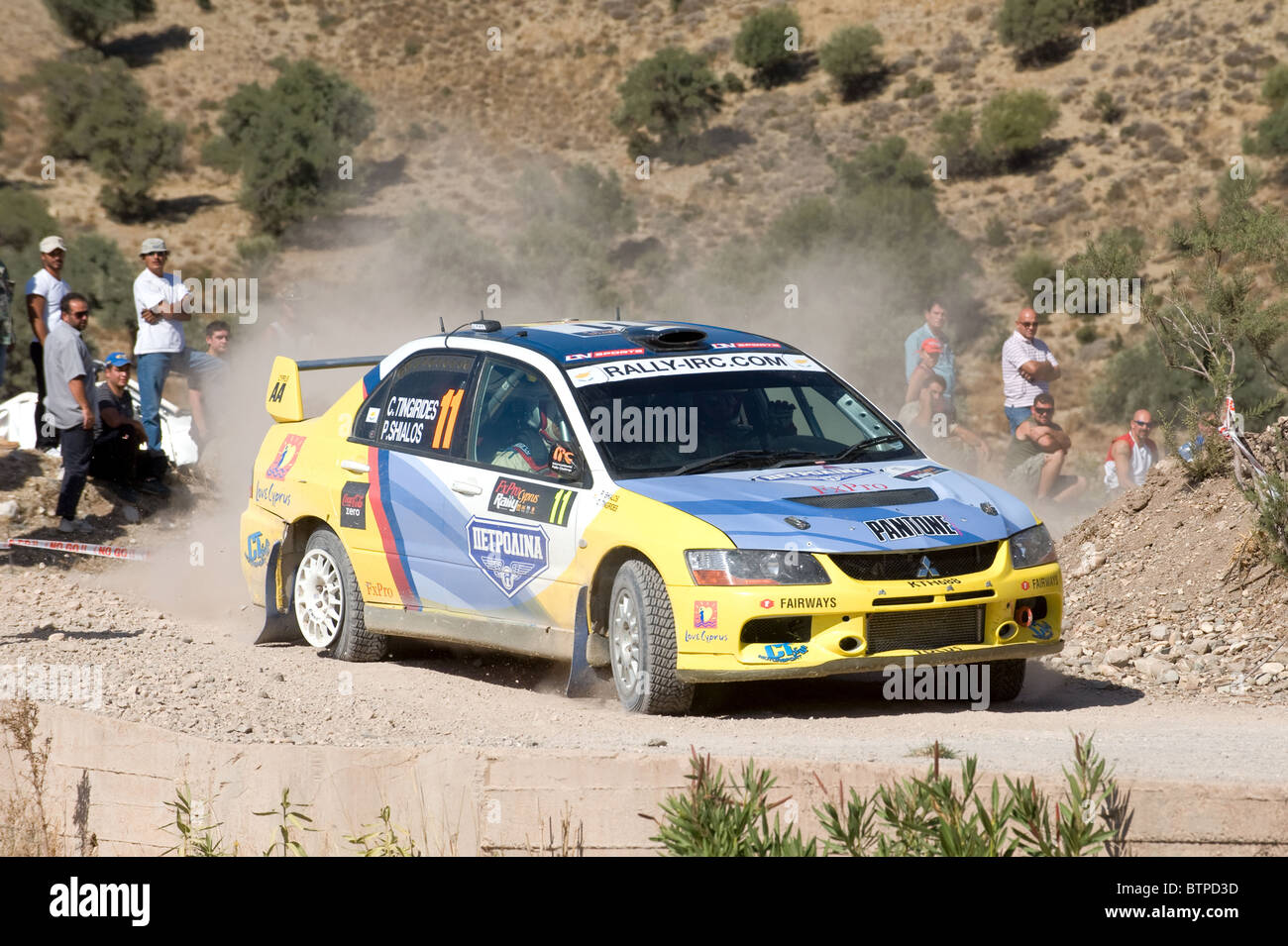 Zypern-Rallye 2010: Special Stage 11 (Galataria 1) in der Nähe von Panayia Tou Sindi, Bezirk Paphos, Zypern 6. November 2010 Stockfoto