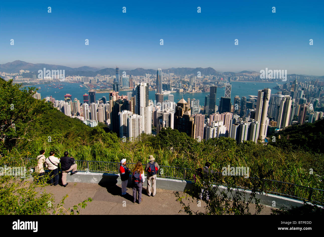 Asien, China, Hong Kong, Hafen-Skyline Stockfoto