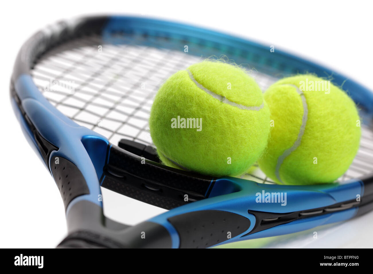 Tennisschläger und Bällen Stockfoto