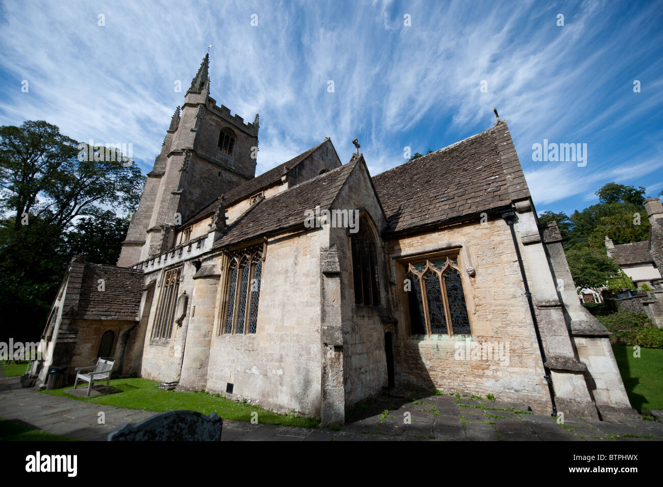 Str. Andrews Kirche, Castle Combe, Wiltshire, Großbritannien Stockfoto