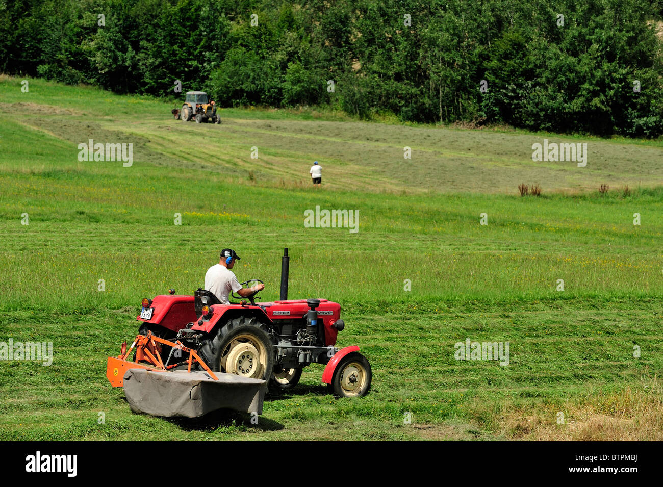 Swietokrzyskie Lechow ernten mit Ursus Traktoren Stockfoto
