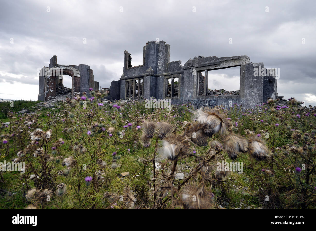 Reste der Gwylfa Hiraethog Jagdhaus die erste Viscount Devonport auf Denbighshire moors North Wales UK. Stockfoto