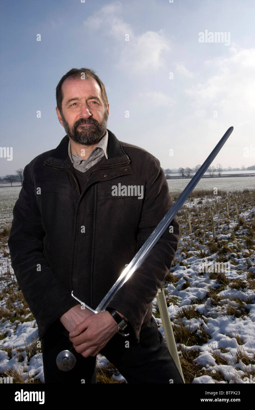 Nach einer vierjährigen Studie steht Dr. Glenn Foard an der Stelle angenommen, wo die Schlacht von Bosworth 1485 stattfand Stockfoto