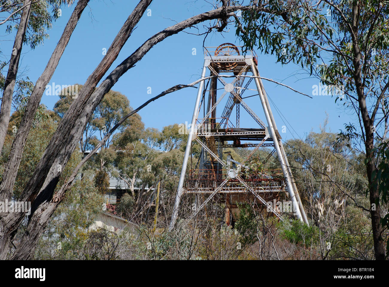 Australien, Central Victoria Chewton, Flechtwerk Gully, Blick auf alten Goldmine Stockfoto
