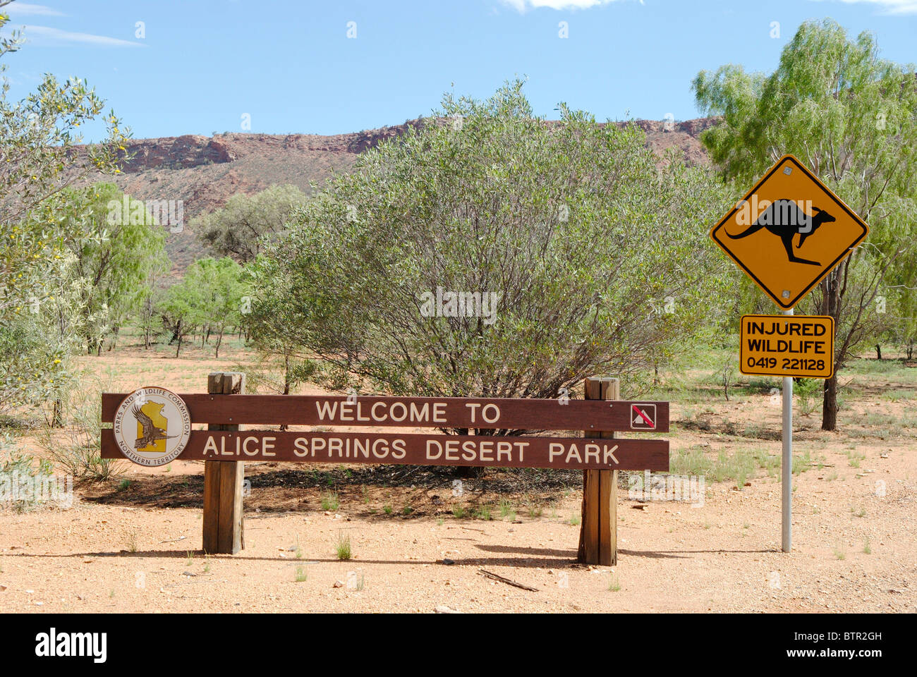 Australien, Alice Springs Desert Park Eingang Zeichen Stockfoto