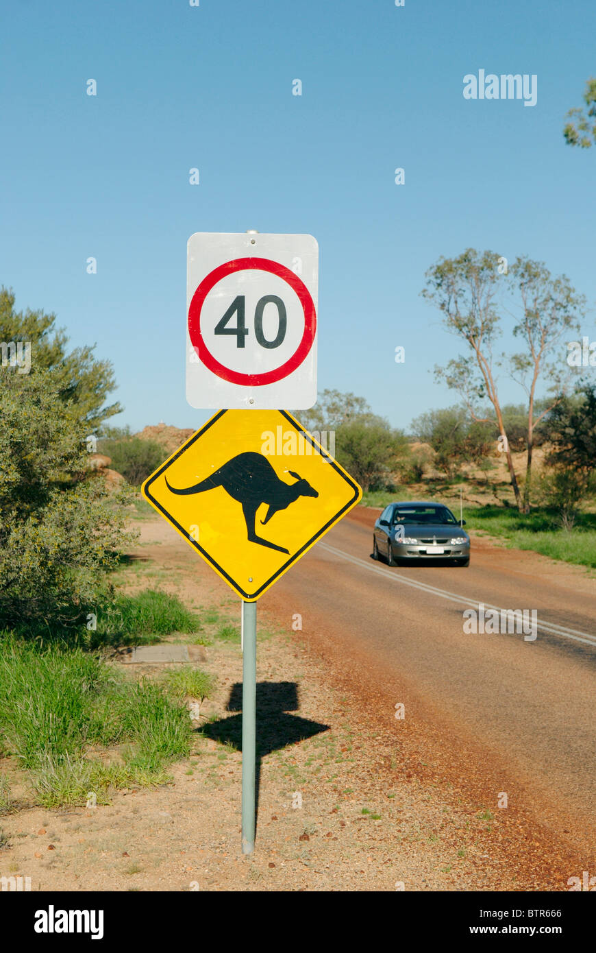 Australien, Kangaroo Straßenschild Stockfoto