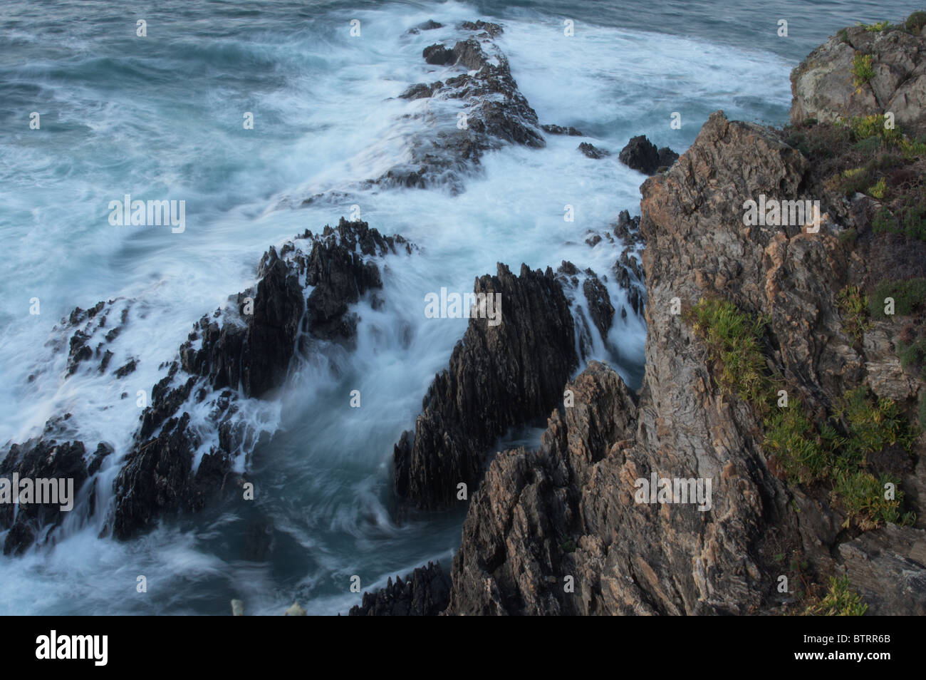 Vela-Küste. Cangas, Pontevedra, Galicien, Spanien. Stockfoto