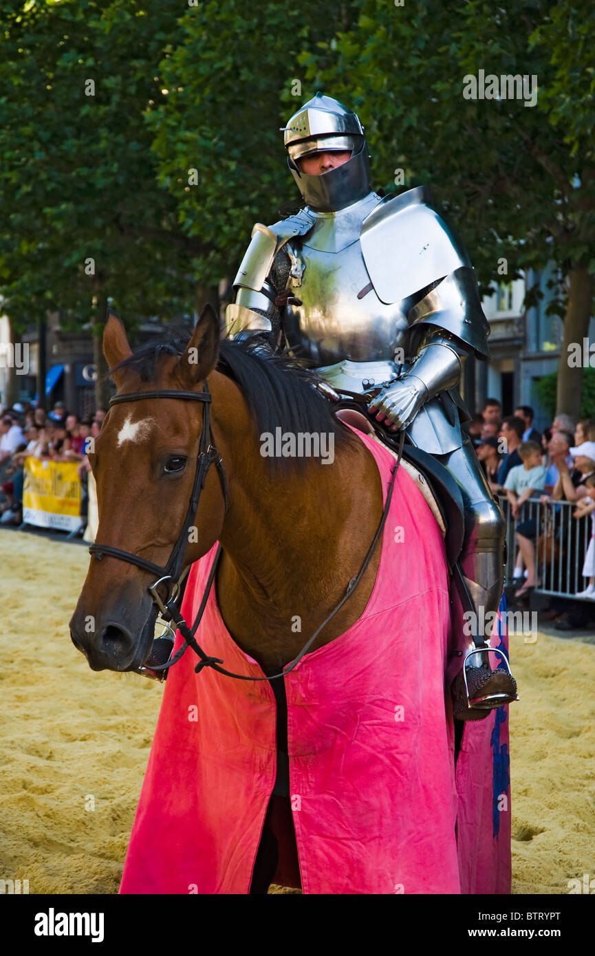 Mittelalterliches Turnier in Sablon-Platz, Brüssel, Belgien Stockfoto