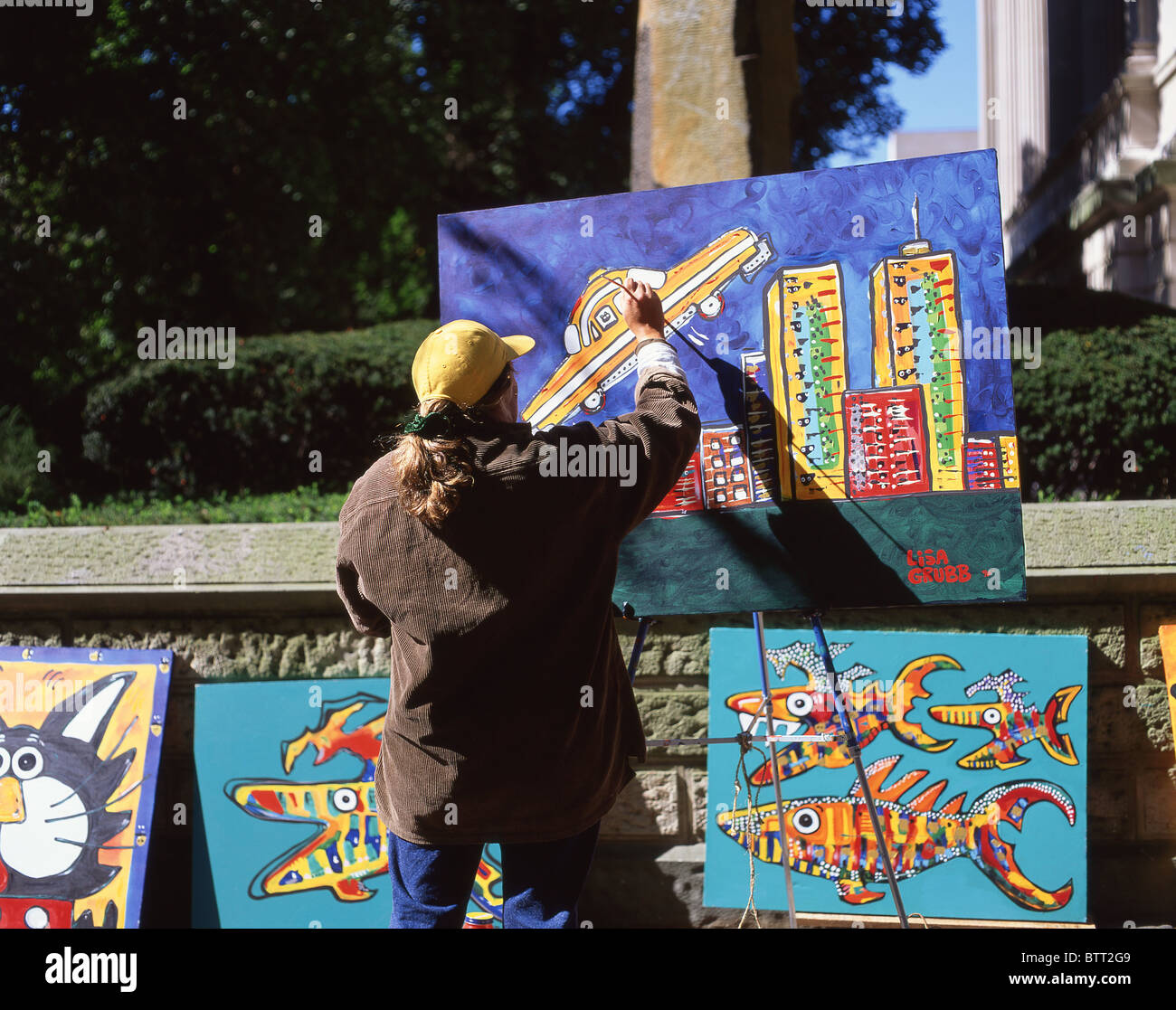 Streetart-Künstler, Central Park, Manhattan, New York, New York State, Vereinigten Staaten von Amerika Stockfoto