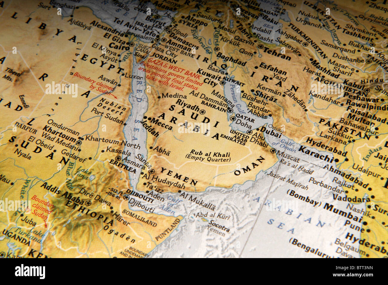 Karte des Nahen Ostens Stockfoto
