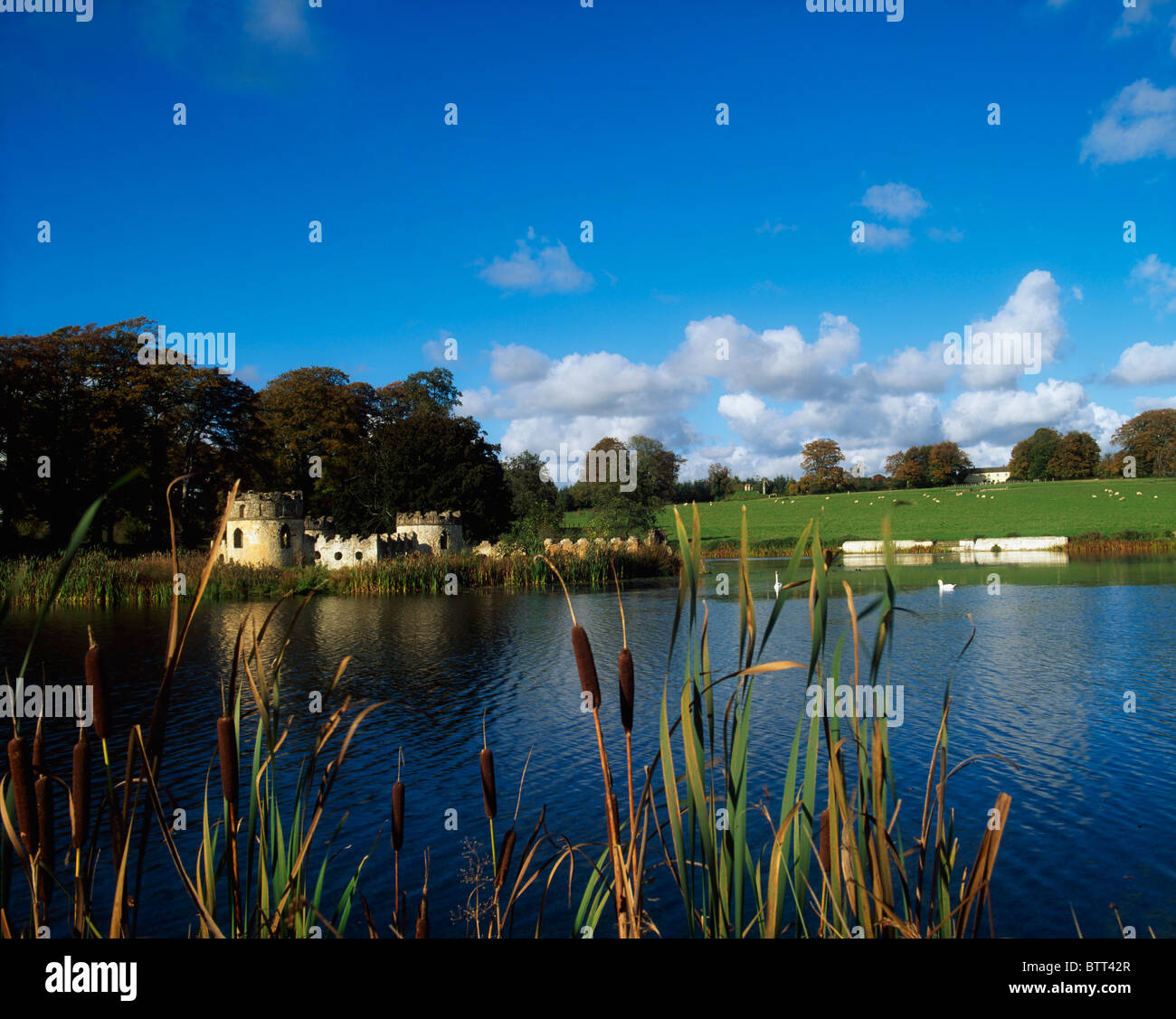 Larchill arkadischen Garten, Co Kildare, Irland, See Follies Stockfoto