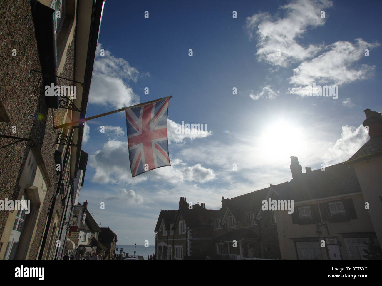 Union Jack-Flagge in Bier, Devon UK Stockfoto