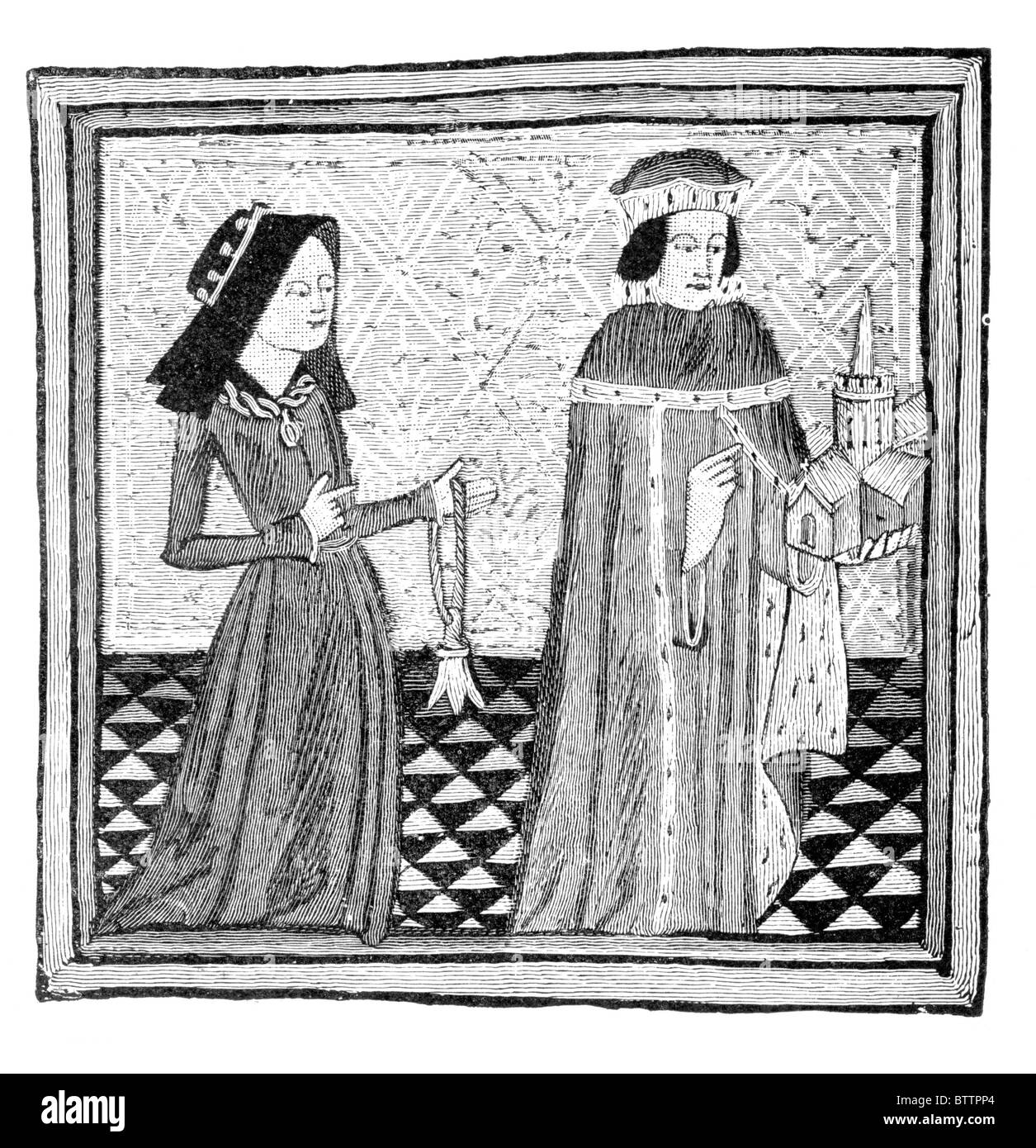 Humphry, Duke of Gloucester und Eleanor seine Frau Beitritt der Bruderschaft von St Albans, 1431; Schwarz und weiß-Abbildung; Stockfoto