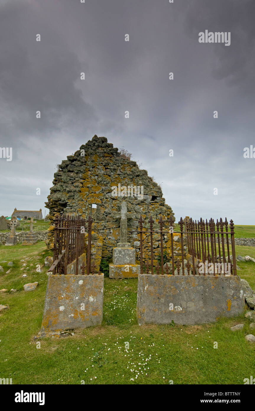 Die Ruinen der Teampull Mor bemerkenswerte Sammlung von Kirchen und Kapellen, Howmore South Uist. Schottland.  SCO 6968 Stockfoto
