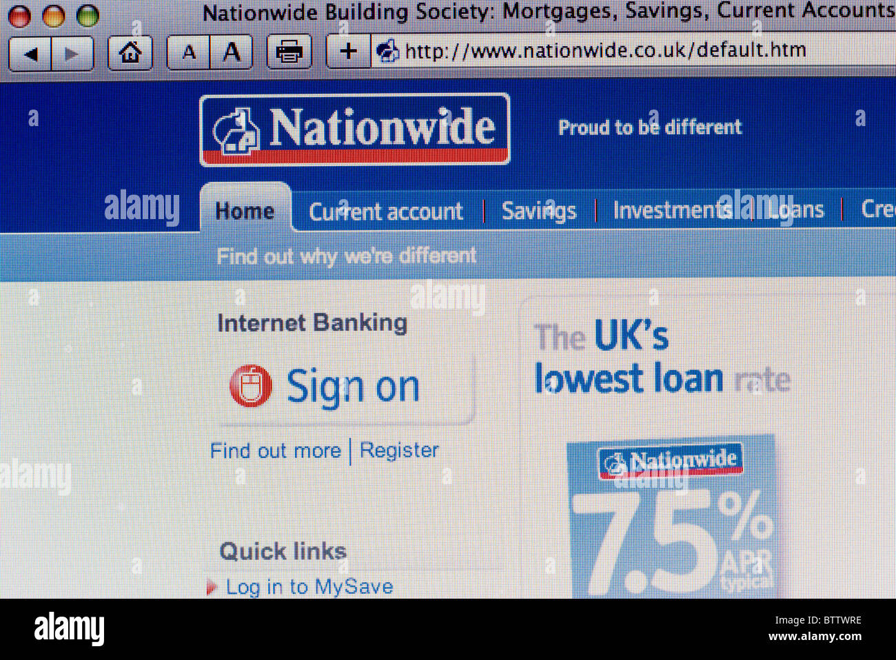 Screenshot der bundesweiten Internet-Banking-website Stockfoto Screenshot der bundesweiten Internet-Banking-website Stockfoto