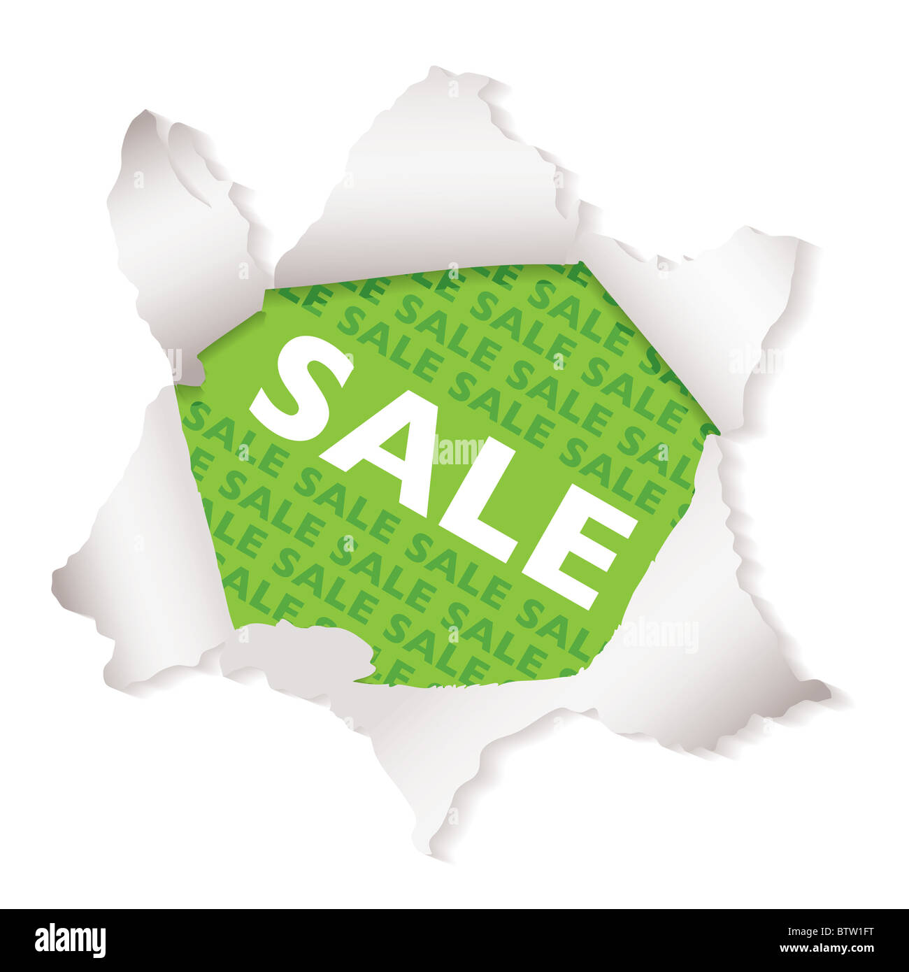 Grüne Wirtschaftszeitung Verkauf explodieren Symbol mit Schatten Stockfoto