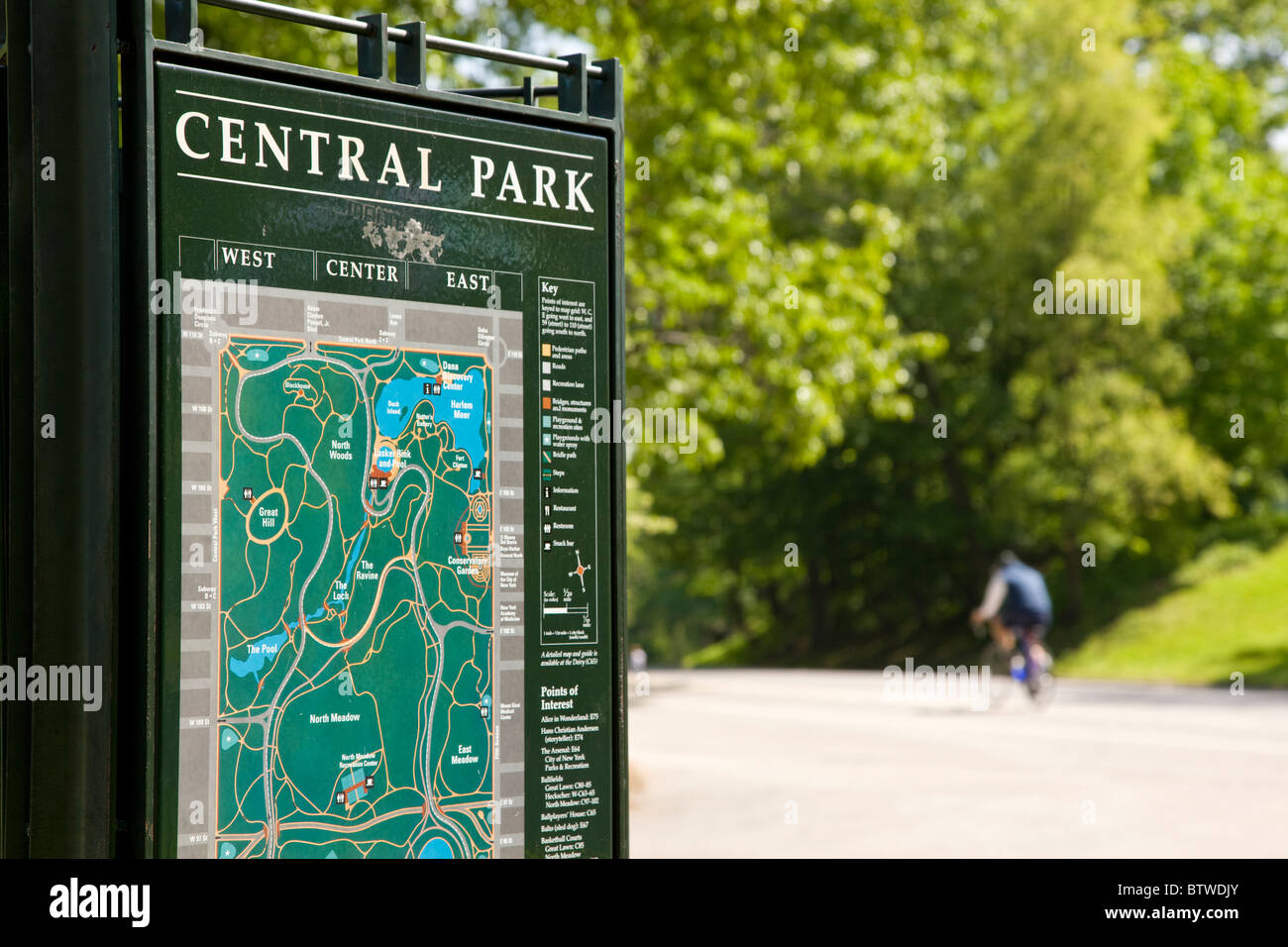 Central Park Karte Stockfoto
