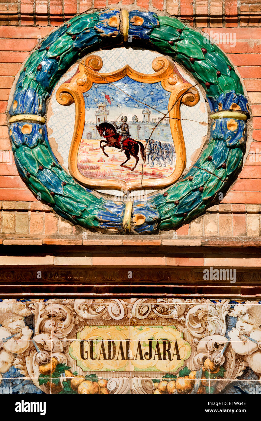 Plaza de Espana Sevilla Spanien Andalusien Guadalajara Ritterburg War Horse Stockfoto