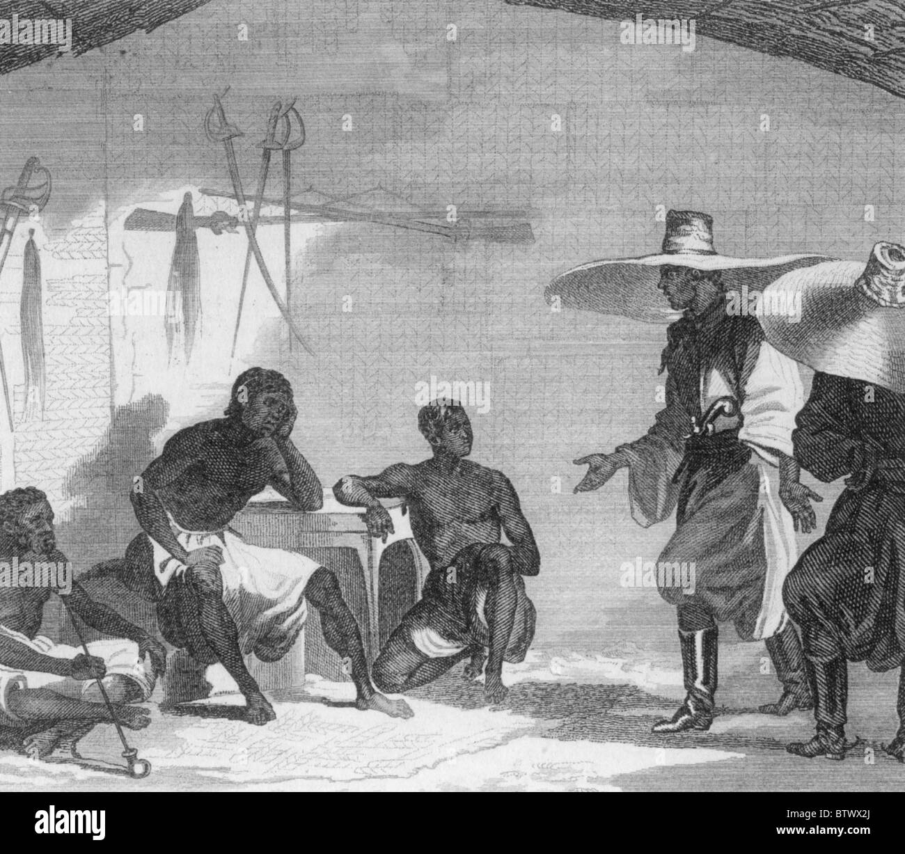 RICHARD Zitrone LANDER (1804-34) Cornish Explorer Westafrikas zweiter von rechts Stockfoto