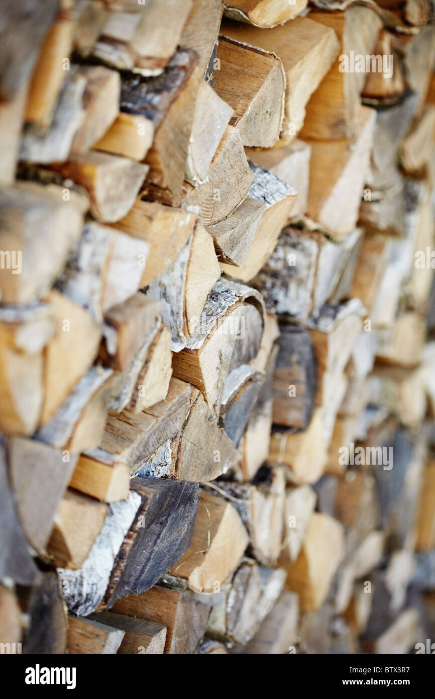 Brennholz aus Birke Protokolle schließen sich - Hintergrund Stockfoto