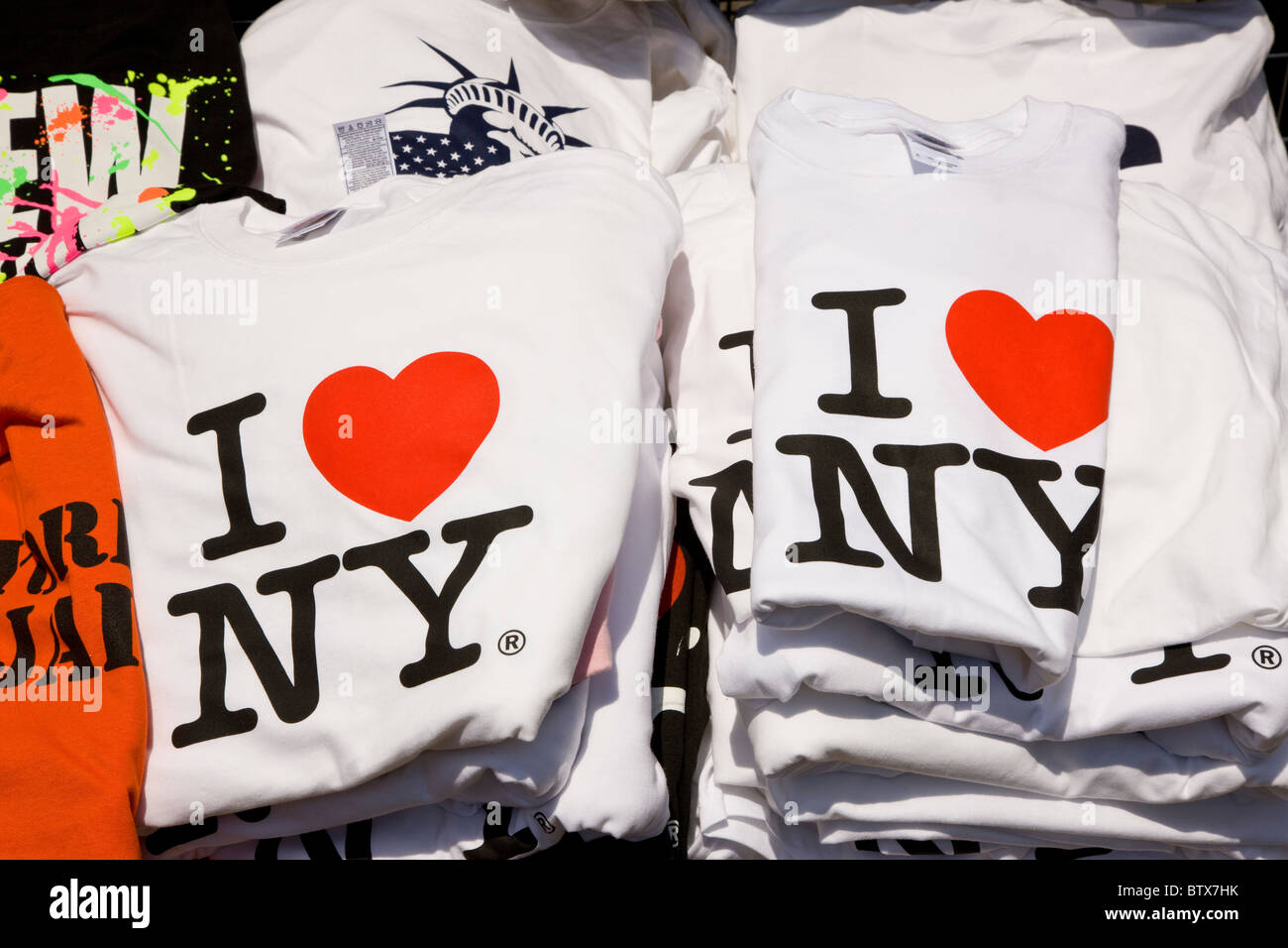 Ich liebe New York T-shirts im Battery Park Stockfoto