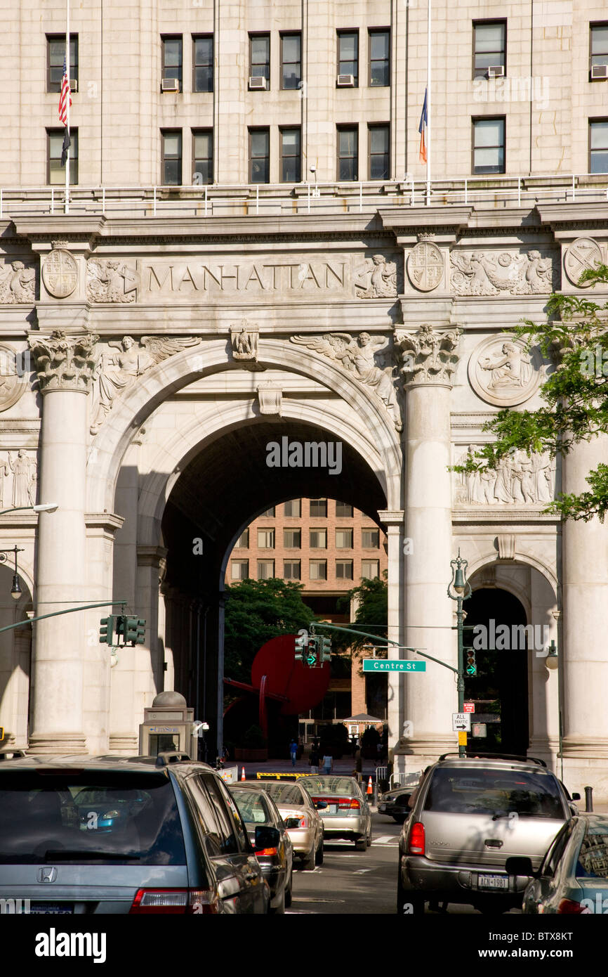 Allgemeine Szene auf Chambers Street neben dem Rathaus Stockfoto