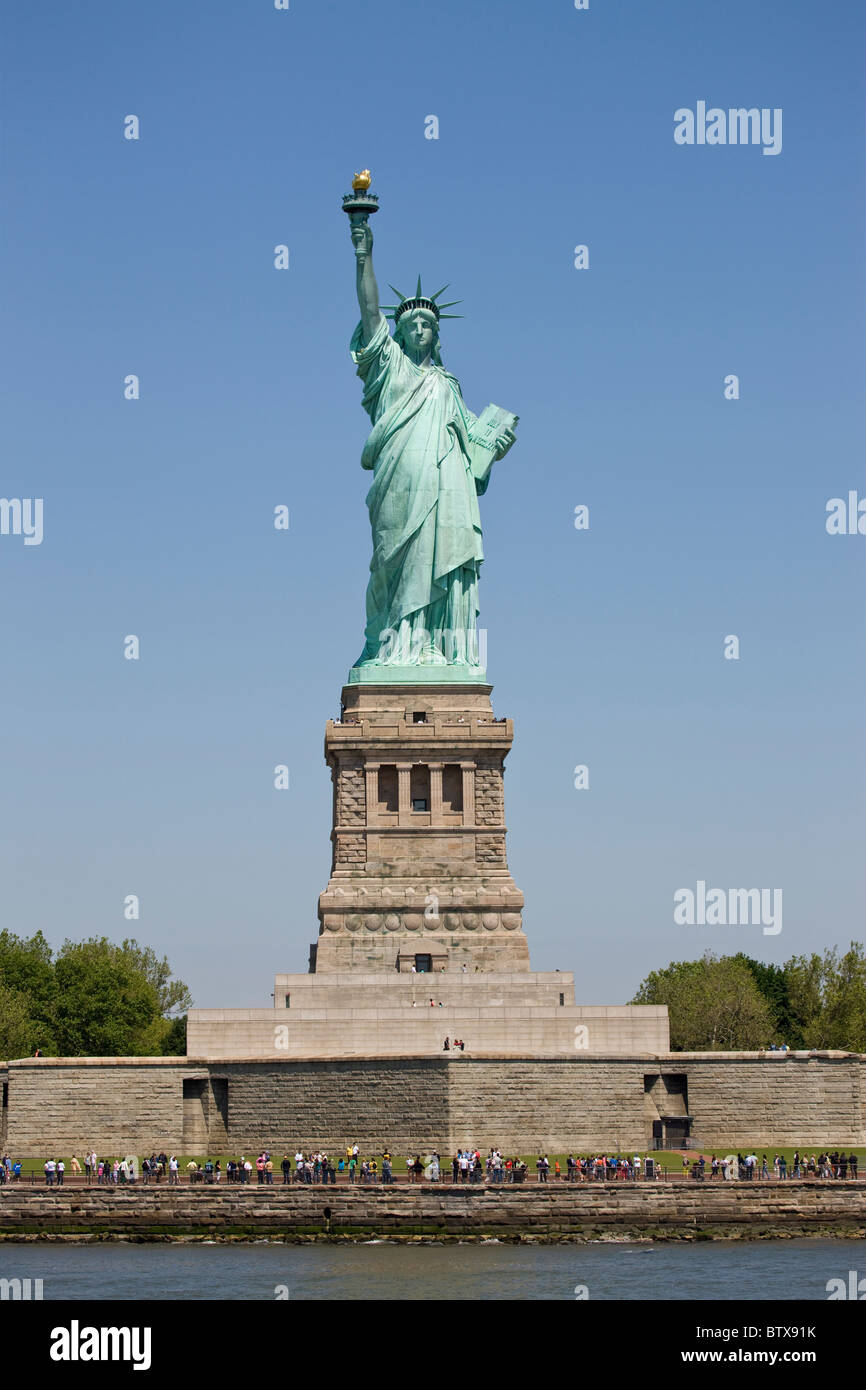 Blick auf Freiheitsstatue von Liberty Island Fähre Stockfoto