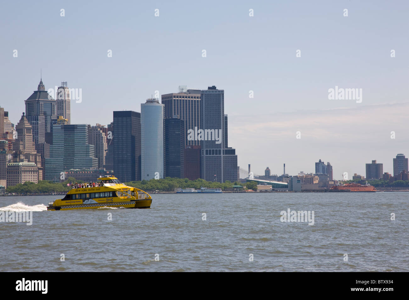 Blick auf Manhattan von Ellis Island Stockfoto