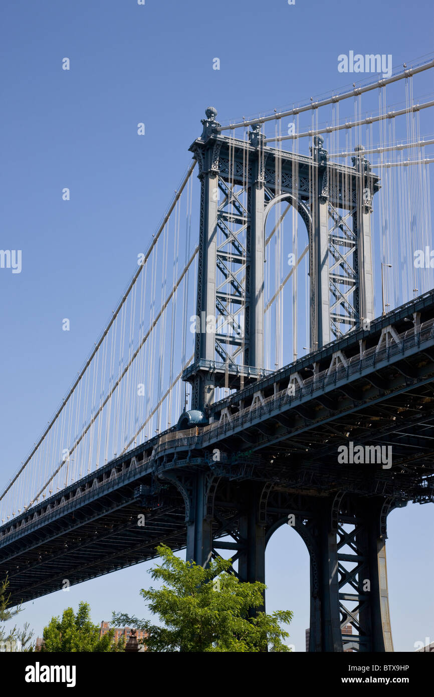 Manhattan Bridge aus Brooklyn Stockfoto