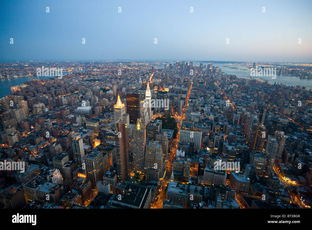 Blick über New York vom Empire State Building (350 Fifth Avenue) Stockfoto