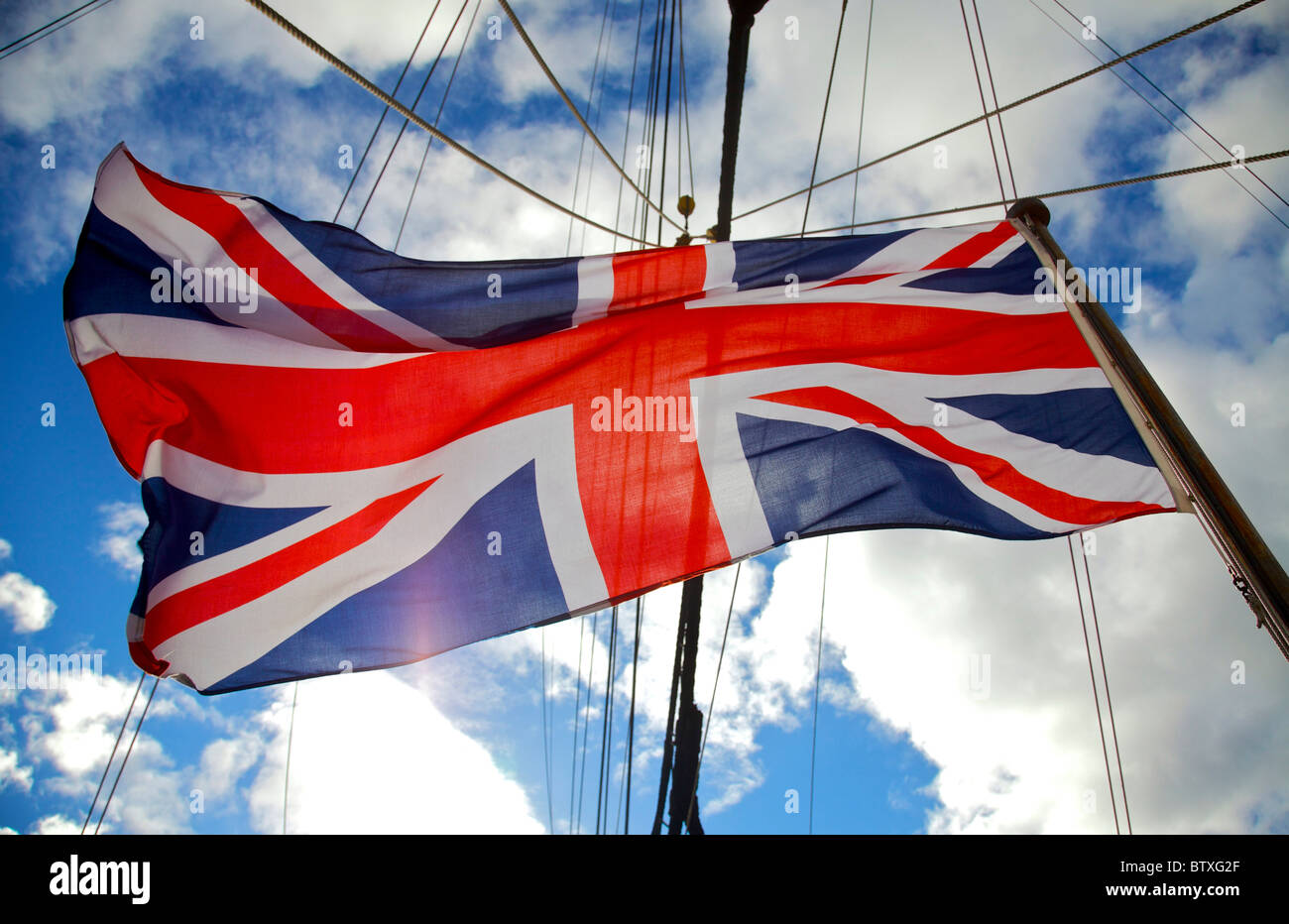 Union Jack-Flagge auf der HMS Victory Stockfoto