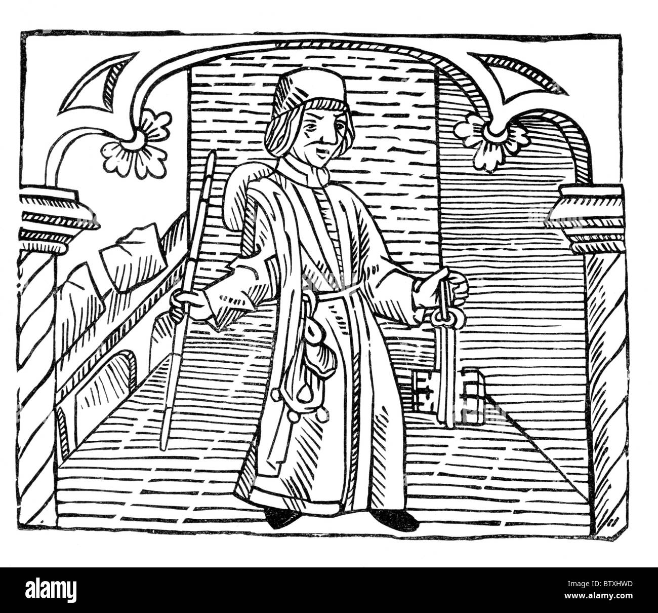 Die Maut Gatherer, Form William Caxtons "Spiel und SP die Kase" veröffentlicht im Jahr 1474; Schwarz und weiß-Abbildung; Stockfoto