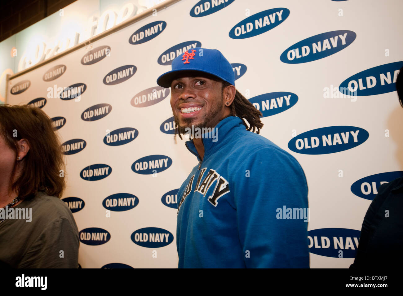 New Yorker Met Baseball Shortstop Jose Reyes auf ein Werbe-Auftritt bei Old Navy in New York Stockfoto