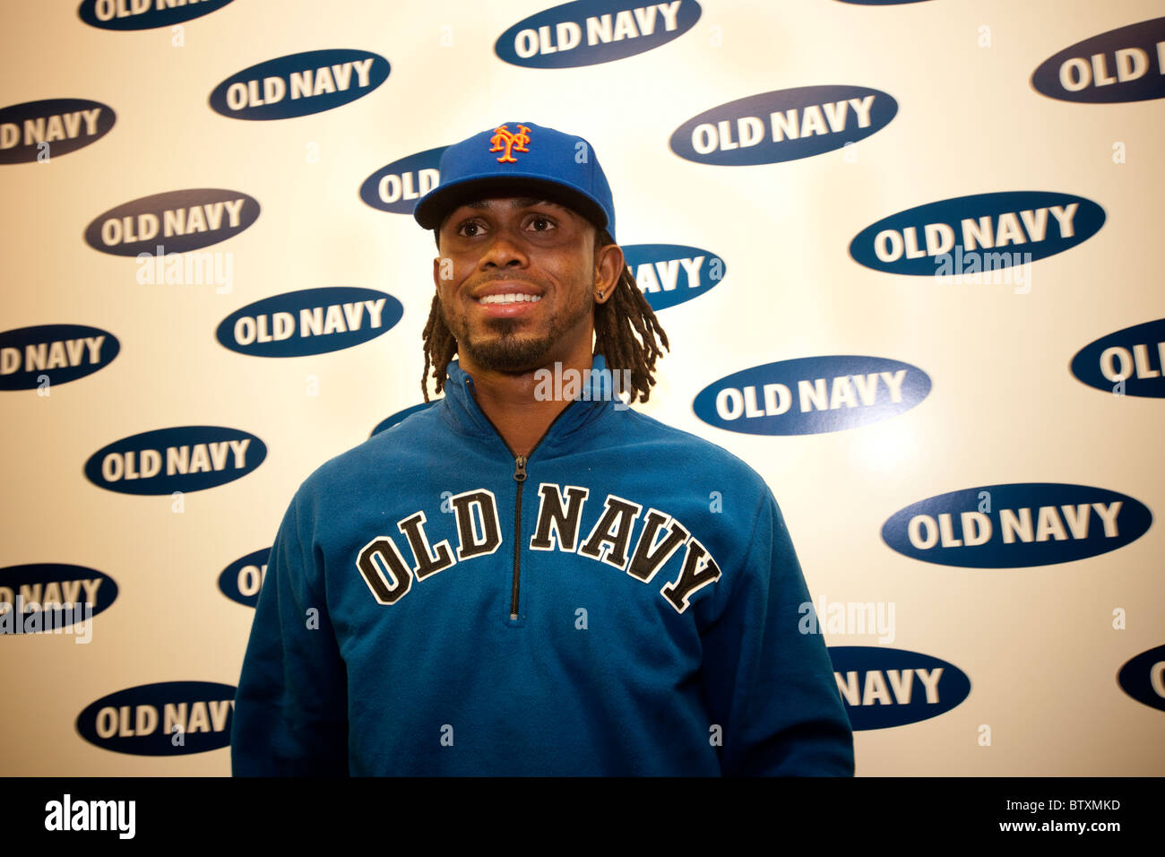 New Yorker Met Baseball Shortstop Jose Reyes auf ein Werbe-Auftritt bei Old Navy in New York Stockfoto