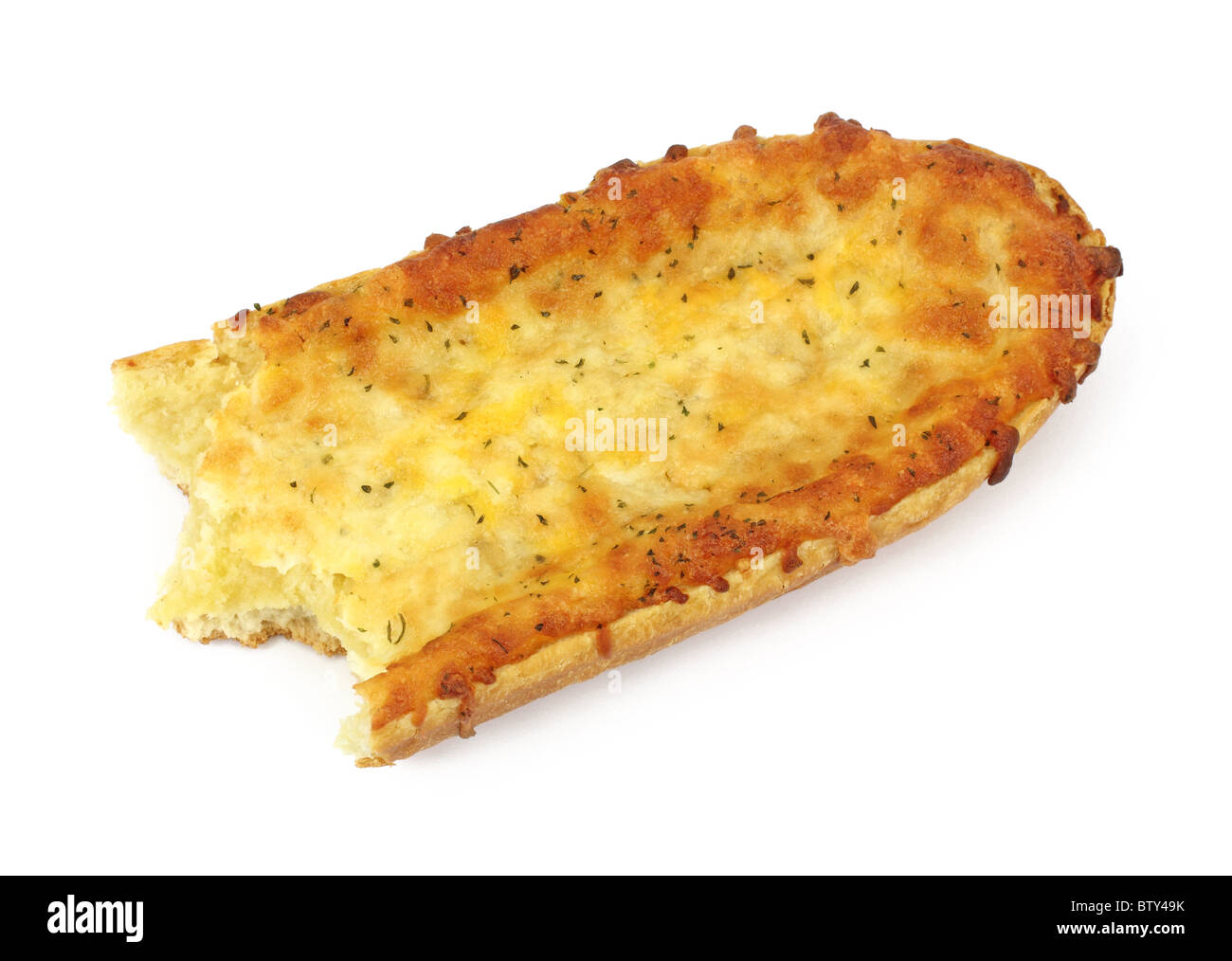 Zweimal gebissen Baguette Käse pizza Stockfoto