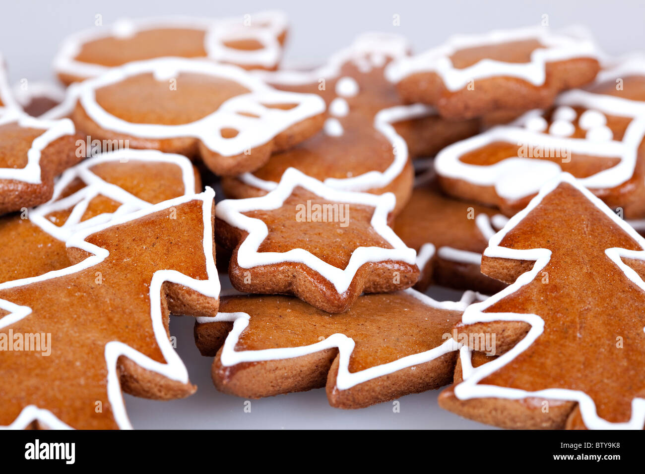 handgemachte Lebkuchen, verschiedene Stücke Stockfoto