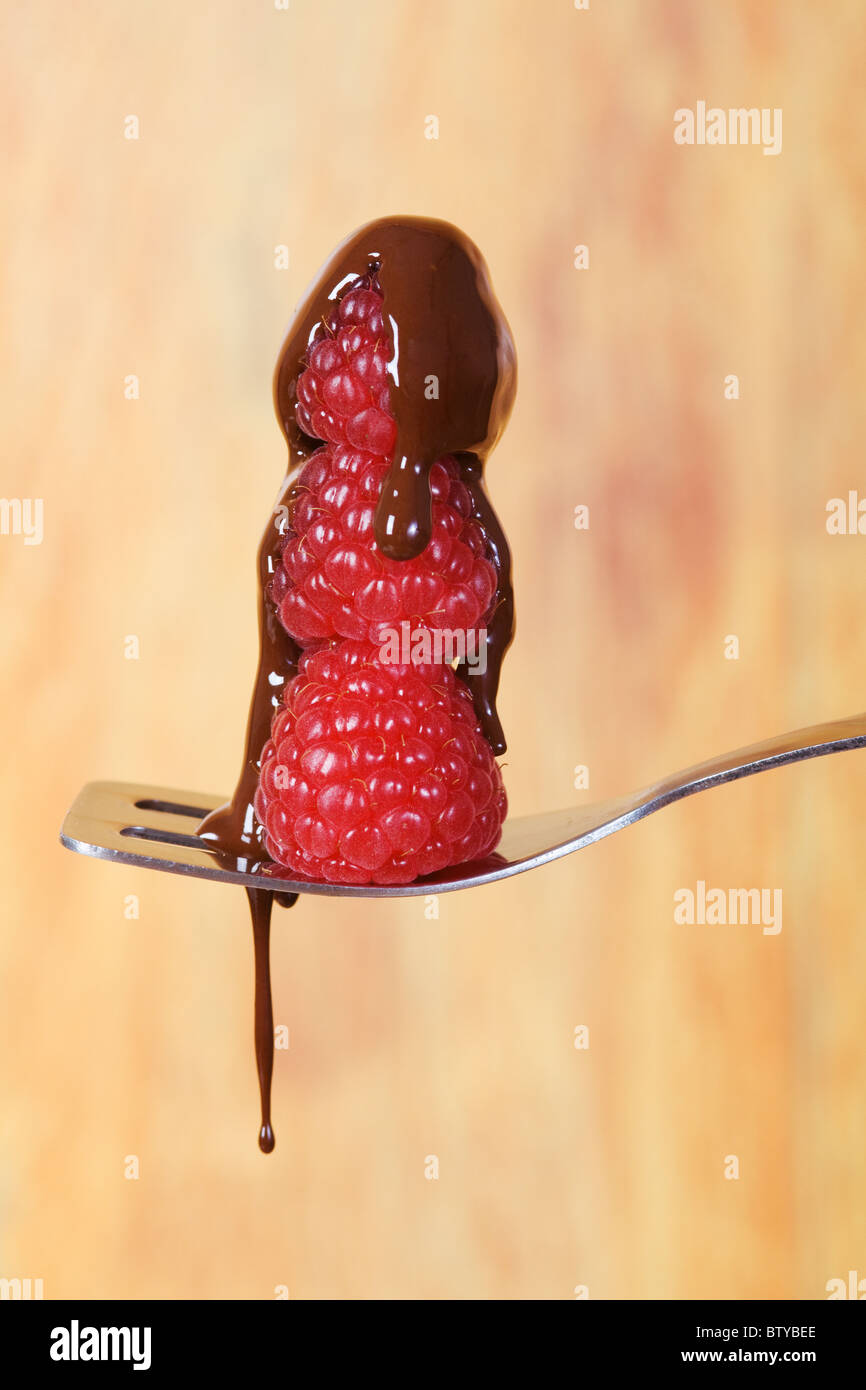 Himbeere und Schokolade Stockfoto